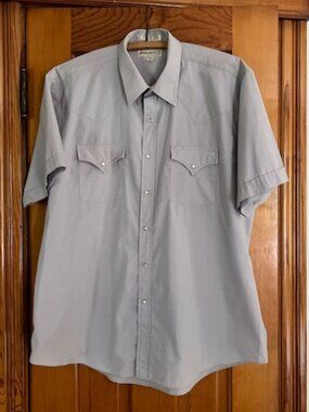 Vintage Sheplers Gray Western Fit Pearl Snap Cowboy Rodeo  Shirt Men's 17